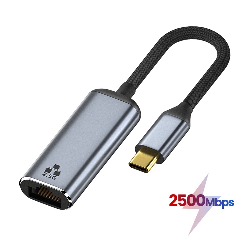 Card Mạng Lan RJ45 2500Mbps 2.5G USB C 2.5 Gigabit Type C Sang Lan RJ45 Cho MacBook iPad Pro