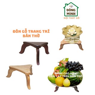 Đế gỗ 3 chân kê đĩa trái cây , ang nước thả hoa bàn thờ - 2 Màu nâu đen, Màu vàng gỗ - hcm