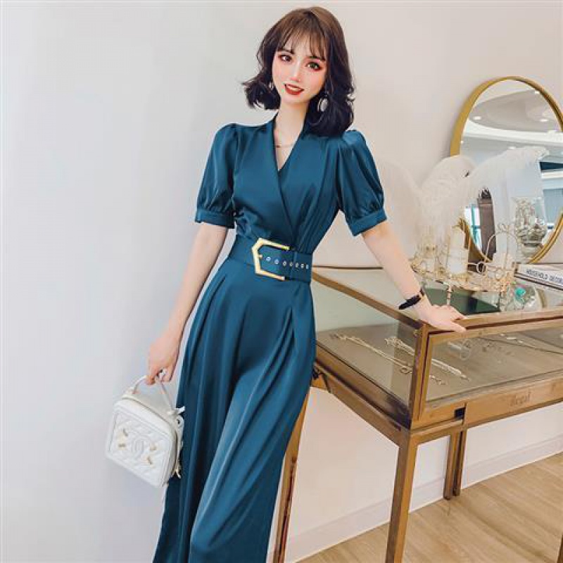 Áo Liền Quần Ống Rộng Cổ Chéo Tùy Chỉnh Phong Cách Nữ Thần Thời Trang Mùa Hè 2022 Mớiáo kiểu hàn quốc mùa hè