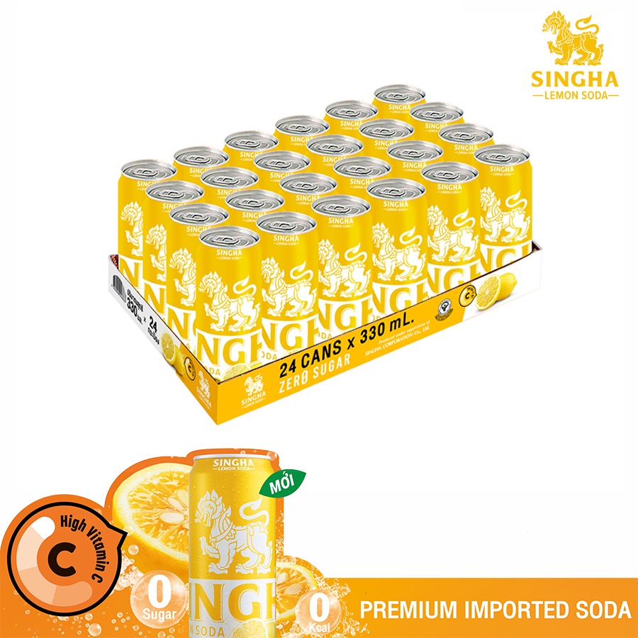 Nước soda chanh SINGHA thùng 24 lon X 330 ml