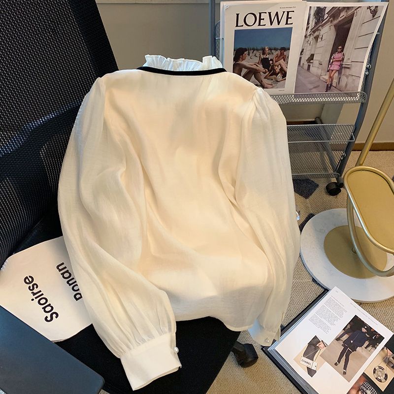 Áo Sơ Mi Chiffon Đính Nơ Thời Trang Mùa Xuân Cho Nữ