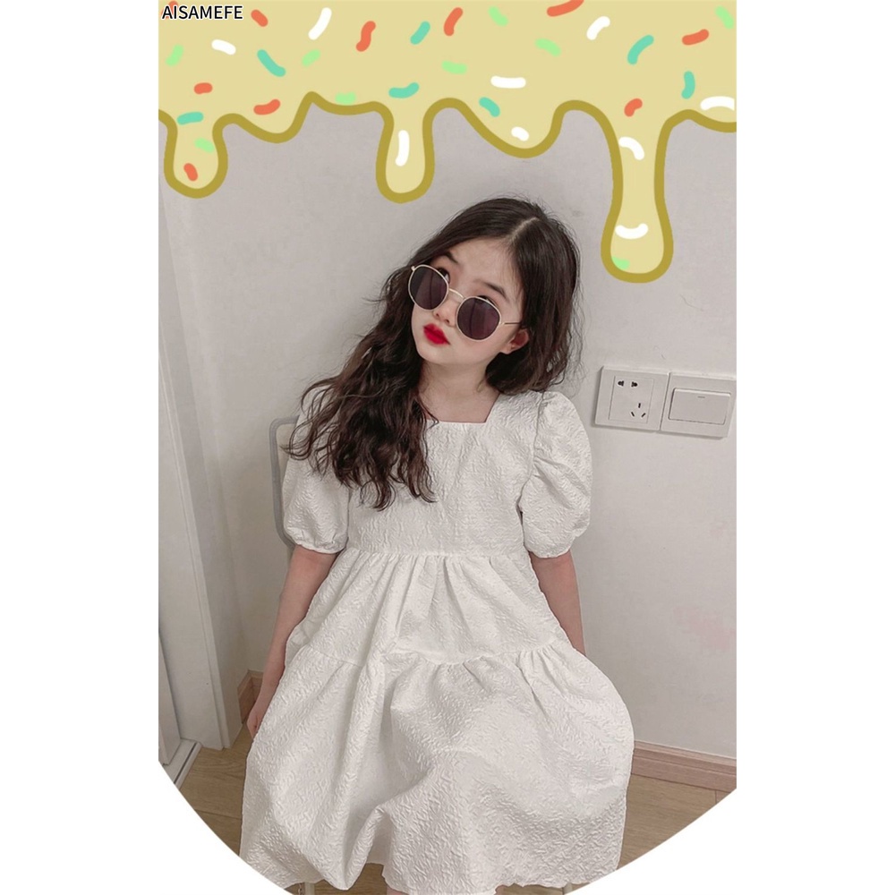 Đầm Tay Ngắn Phong Cách Hàn Quốc Thời Trang Mùa Hè Mới Dành Cho Bé Gái
