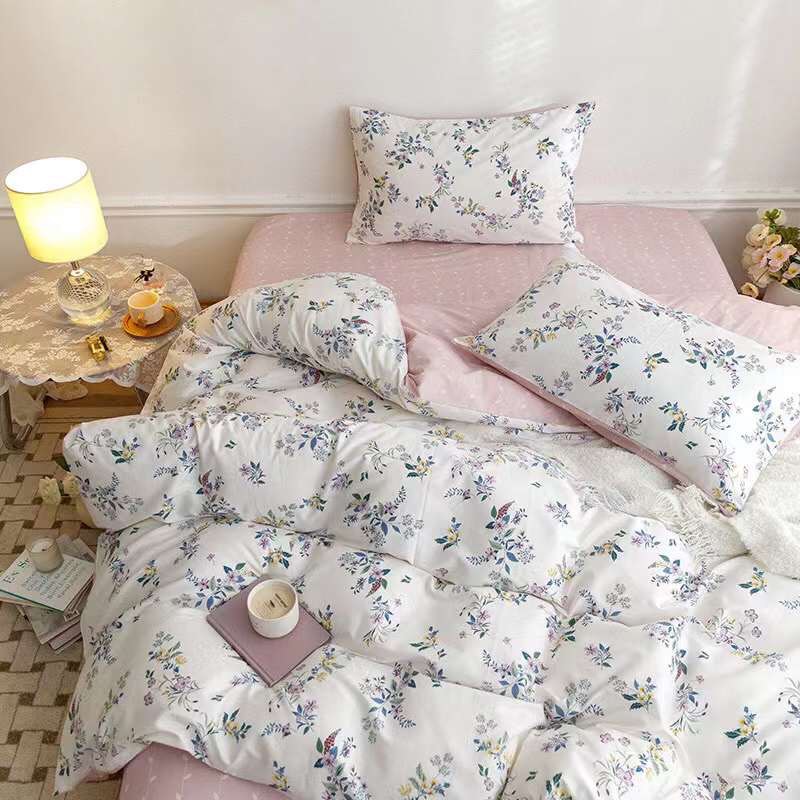 Chăn Ga Gối Cotton Living 💝 FREESHIP 💝 Bộ Chăn Ga Cotton 100% "Rừng Hoa Nhí " nhập khẩu 4 món