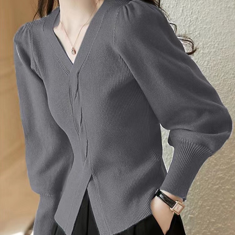 Áo Dệt Kim Tay Phồng Thời Trang Xuân Thu 2023 Mới Cho Nữ