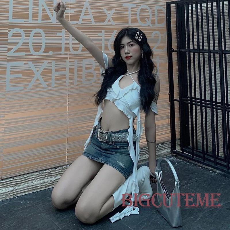 Áo Hai Dây Cổ Chữ V Viền Tua Rua Màu Sắc Thời Trang Cho Nữ