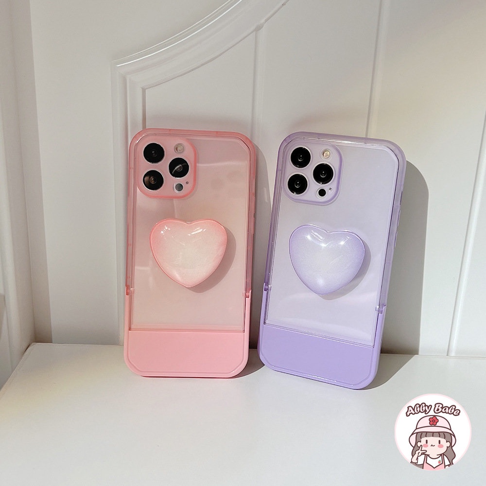 Ốp Điện Thoại TPU Dẻo Trong Suốt Chống Sốc Có Giá Đỡ Hình Trái Tim Cho IPhone 14 Pro Max 13 12 11 Pro Max X XS