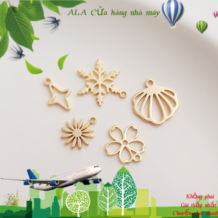 💖Trang sức DIY phụ kiện💖Màu Sắc Mặt Dây Chuyền Thủ Công Mạ Vàng 14K Hình Hoa Anh Đào / Ngôi Sao / Hoa Cúc Nhỏ / Hoa