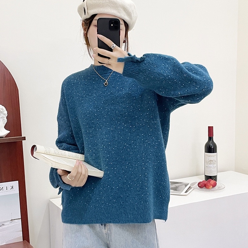 Áo len thắt nơ tay bồng chấm gạo