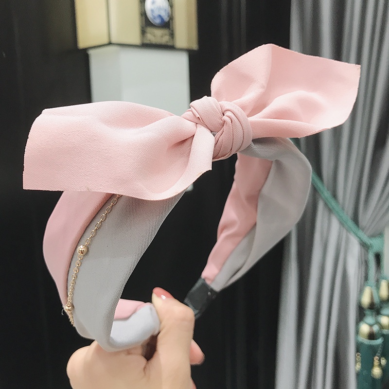 Băng Đô Thắt Nơ Vải Bản Rộng Hai Màu Tươi Tắn Cá Tính Thời Trang Đơn Giản Dành Cho Nữ