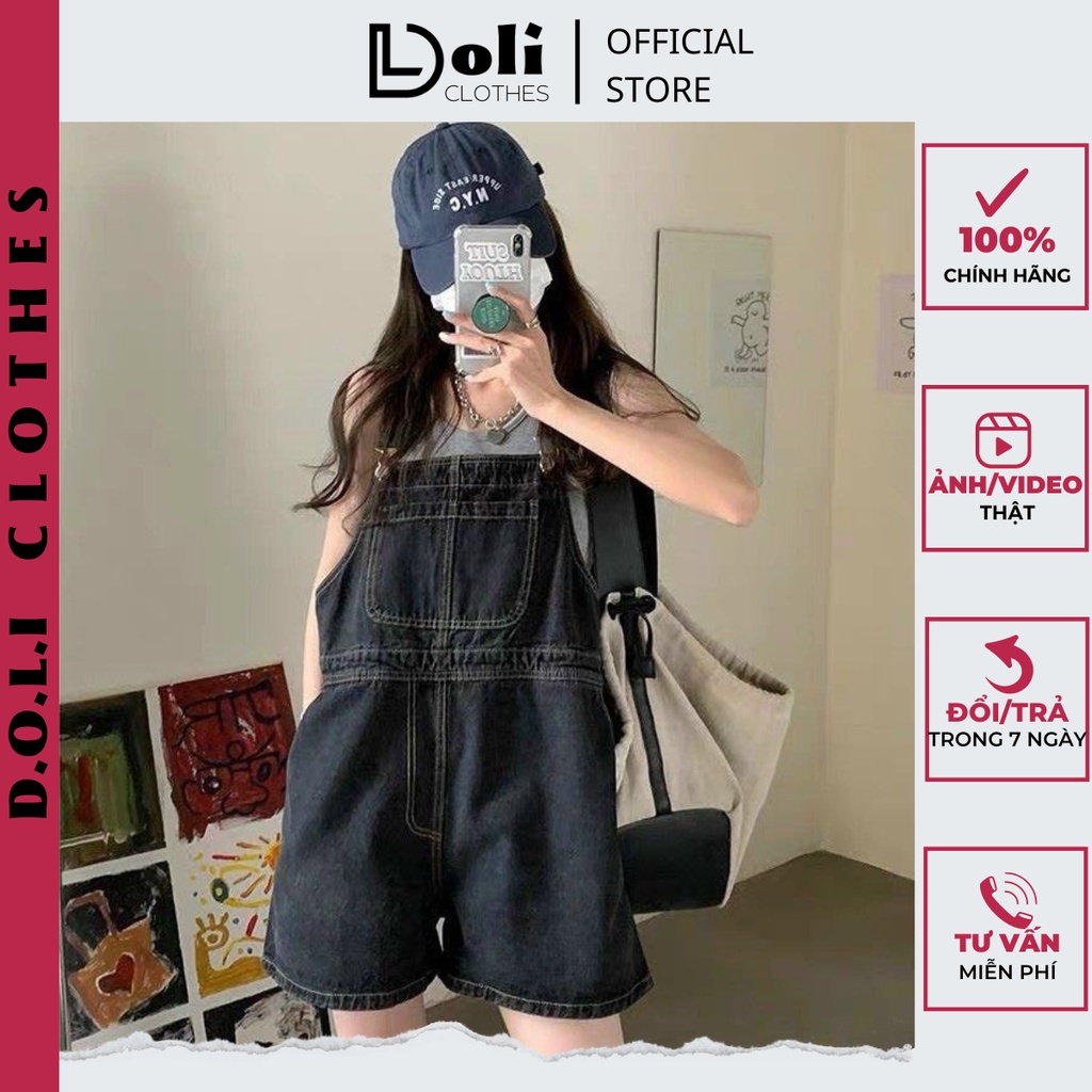Quần Short Yếm Vải Jeans Nữ 2 Túi Dáng Ngắn 3 Màu Fullsize QS029 - DOLI Clothes