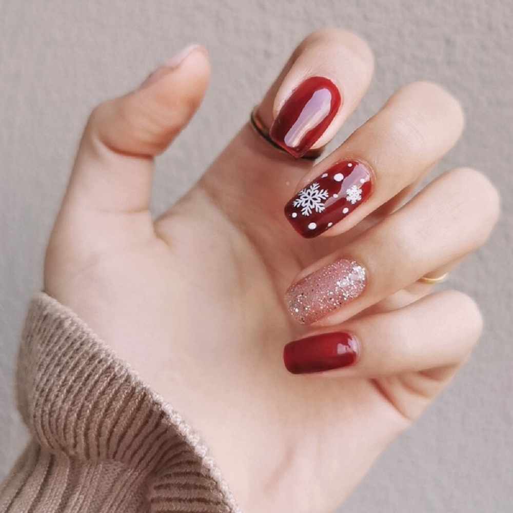 Sticker Dán Móng Nghệ Thuật Hình Bông Tuyết Mùa Đông Kiểu Mới