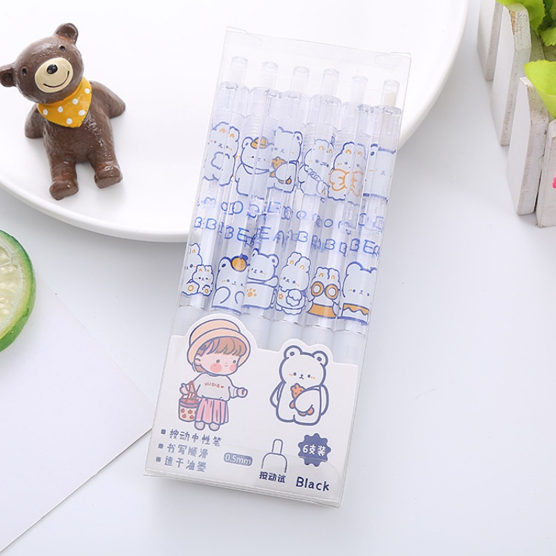 Set 6 Bút Mực Gel Ngòi 0.5mm Hình Khủng Long Dễ Thương