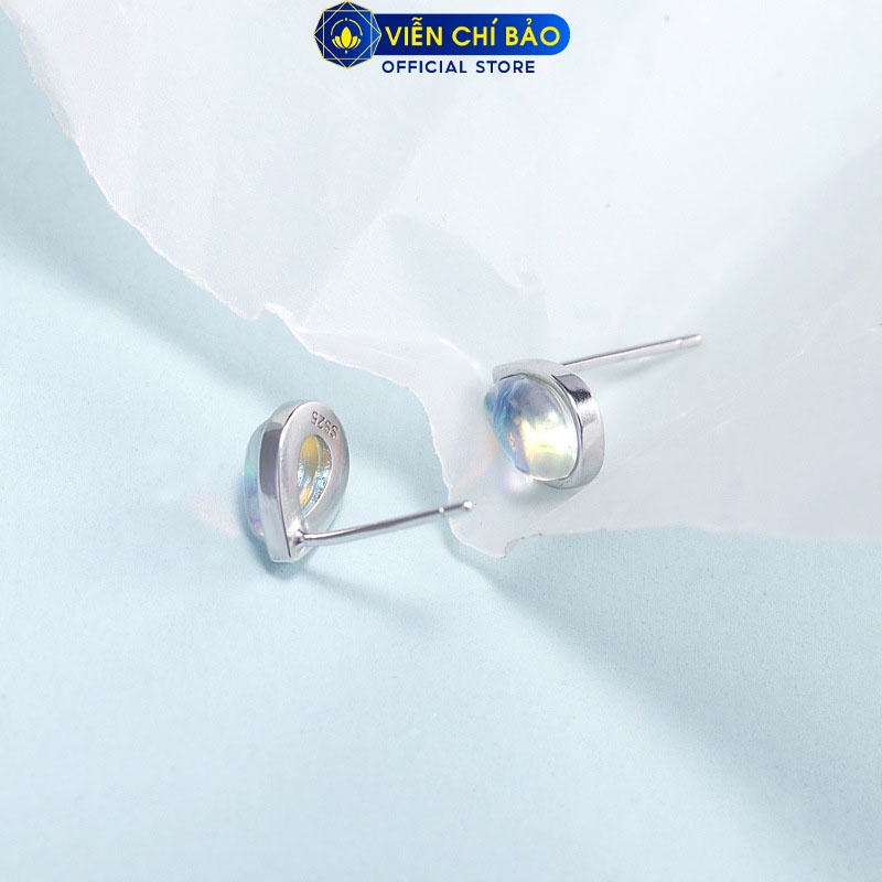 Bông tai giọt nước đá mặt trăng chất liệu bạc Thái 925 thời trang phụ kiện trang sức nữ Viễn Chí Bảo B000039