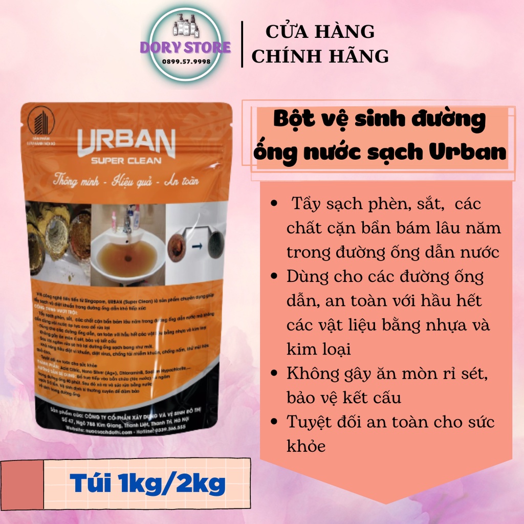 Bột vệ sinh đường ống nước sạch Urban Super Clean, làm sạch đường ống, bột thông cống
