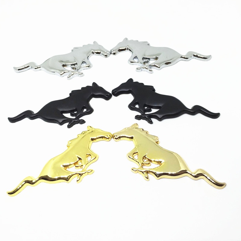 1 Cặp Kim Loại Chrome Bạc Đen Vàng Kiểu Dáng Xe Chạy Ngựa Biểu Tượng Huy Hiệu Xe Ô Tô Miếng Dán Cho Xe Ford Mustang Shelby GT mondeo mk4