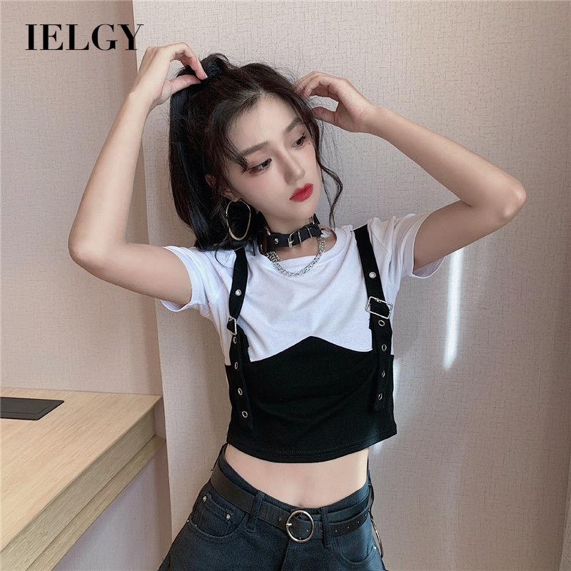 IELGYÁo Dệt Kim Dáng Ngắn Lưng Cao Thời Trang Cho Nữ