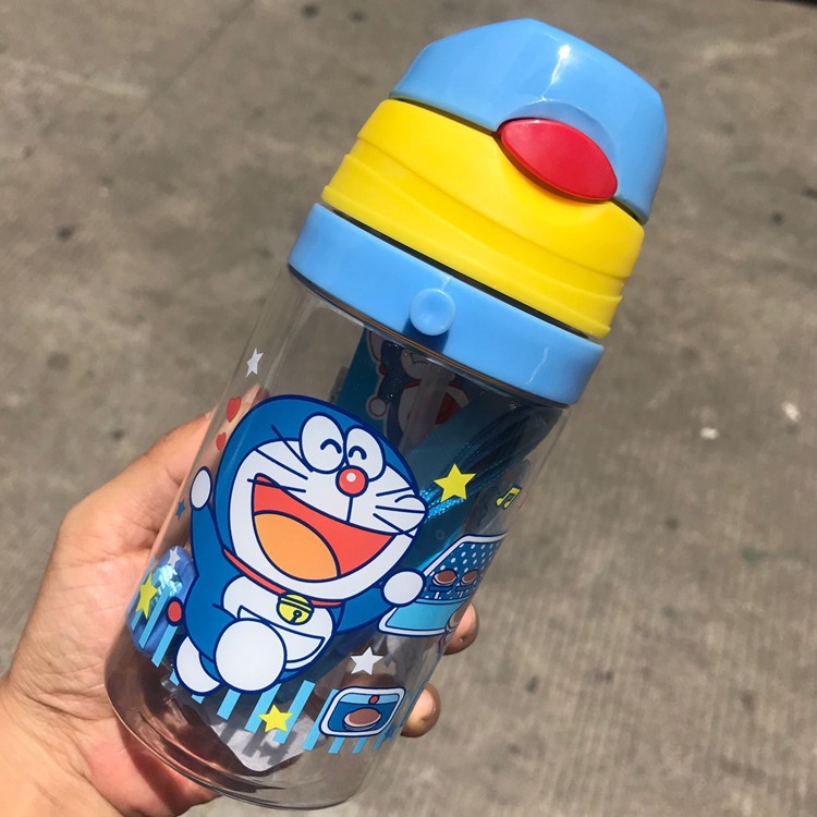 Bình Uống Nước 350Ml Không Mùi Chống Rò Rỉ Họa Tiết Hoạt Hình Có Dây Đeo Dành Cho Trẻ Em