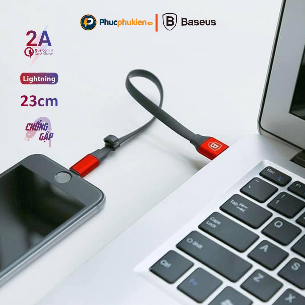 Dây sạc dự phòng ngắn 23cm chính hãng Baseus dành cho iPhone 5 đến iPhone 14 pro max