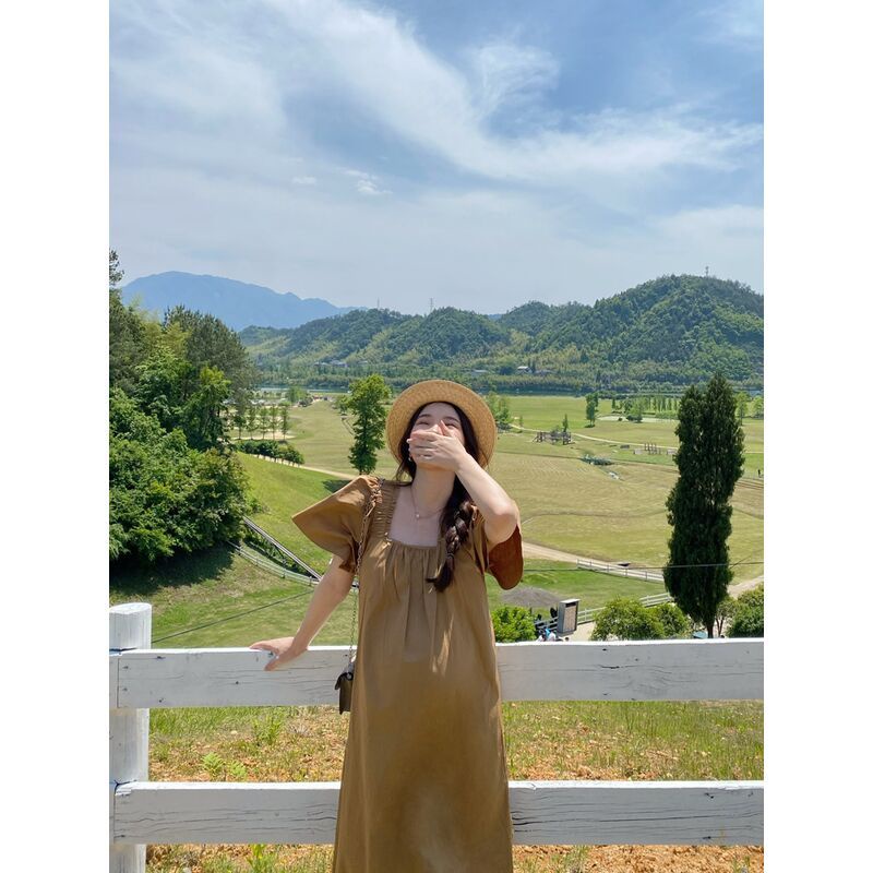 [Giao Ngay] Đầm Bầu Dáng Rộng Tay Ngắn Cổ Một Mảnh Thoải Mái Thời Trang Xuân Hè