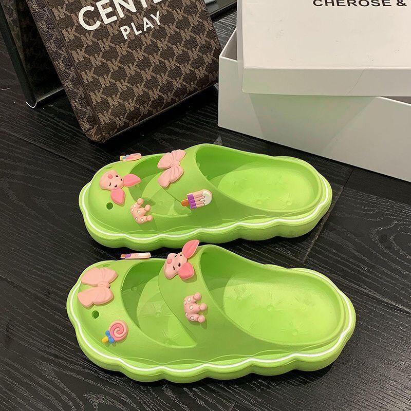 JY379- C8 - Dép  nữ đế mềm dễ thương bít mũi che nắng thời trang hè xinh xẻo cho nữ  cài stickcer