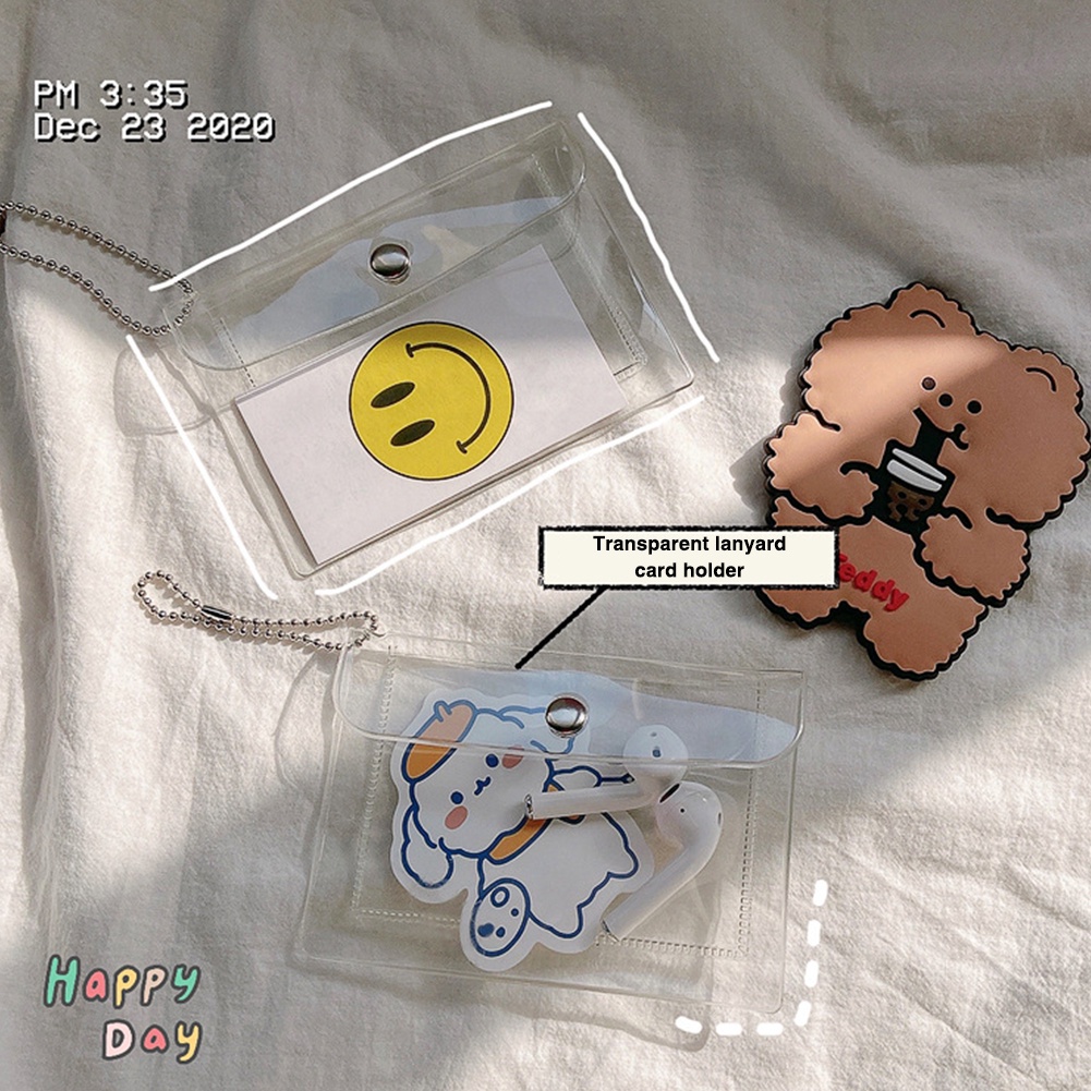 Túi Đựng Tiền Xu Mini Bằng PVC Trong Suốt Chống Nước Chống Rách Có Nút Gài Và Dây Xích JP5