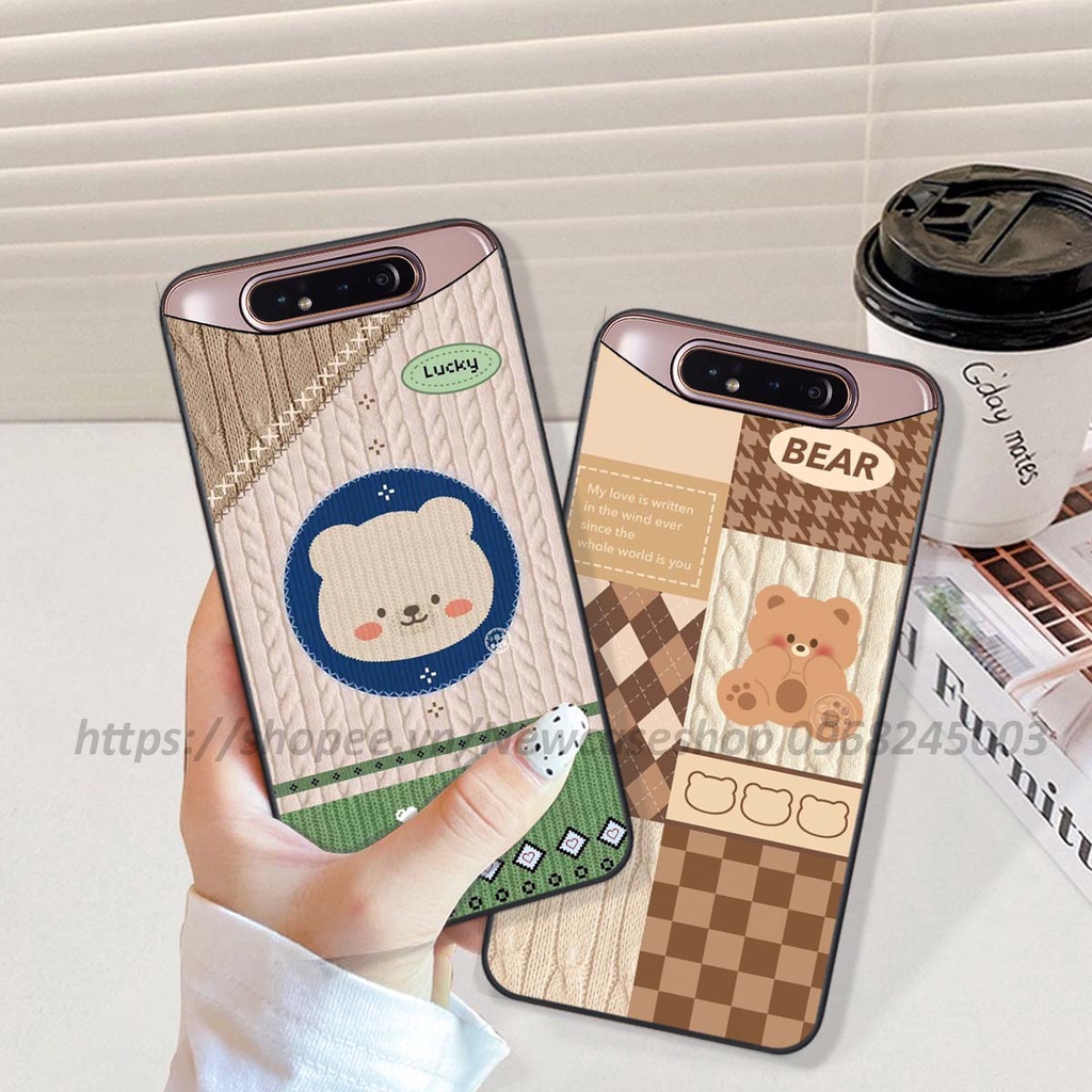 Ốp lưng Samsung A80 in hình họa tiết len Bear Cute