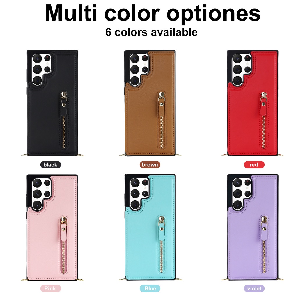 Ốp Điện Thoại Da Kèm Ngăn Đựng Thẻ Đeo Chéo Sang Trọng Cho Samsung Galaxy S21 S23 S22 Plus Note 20 Ultra