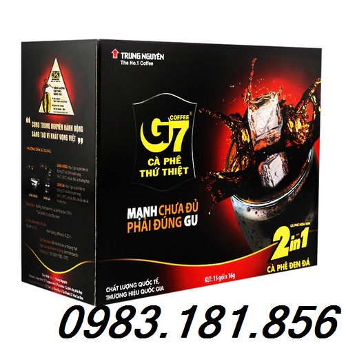 Cà Phê Hòa Tan Có Đường Đen Đá G7 2in1 Trung Nguyên_ Hộp 15 gói .