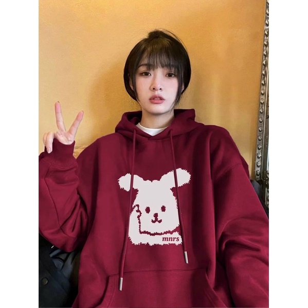 Áo hoodie hoạ tiết in thỏ trắng fom " 70kg "