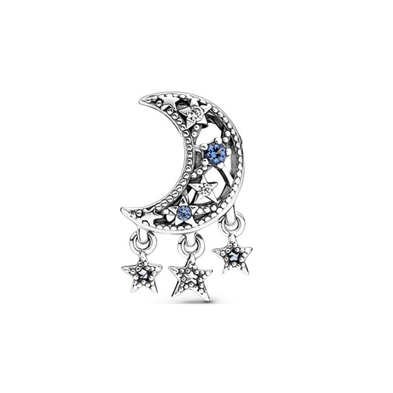 PANDORA Vòng Tay Chuỗi Hạt Tự Làm Mặt Hình Phi Hành Gia / Mặt Trăng / Ngôi Sao / Cây Lưỡi Liềm / Galaxy Phù Hợp Làm Quà