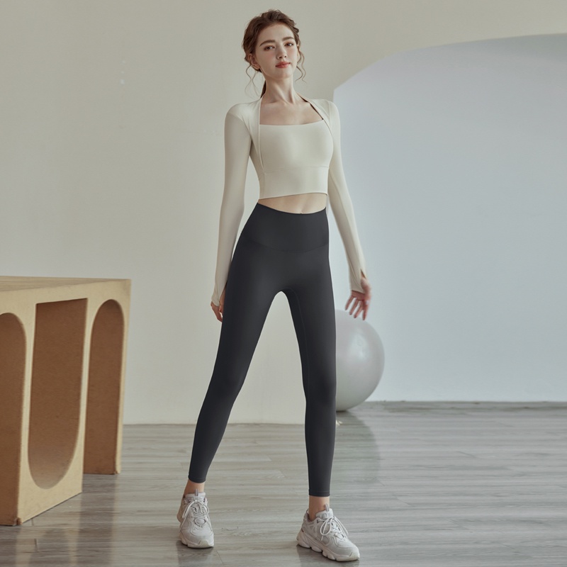 Áo Tập Yoga Tay Dài Có Đệm Ngực Thời Trang Thu Đông Hàng Mới 2023