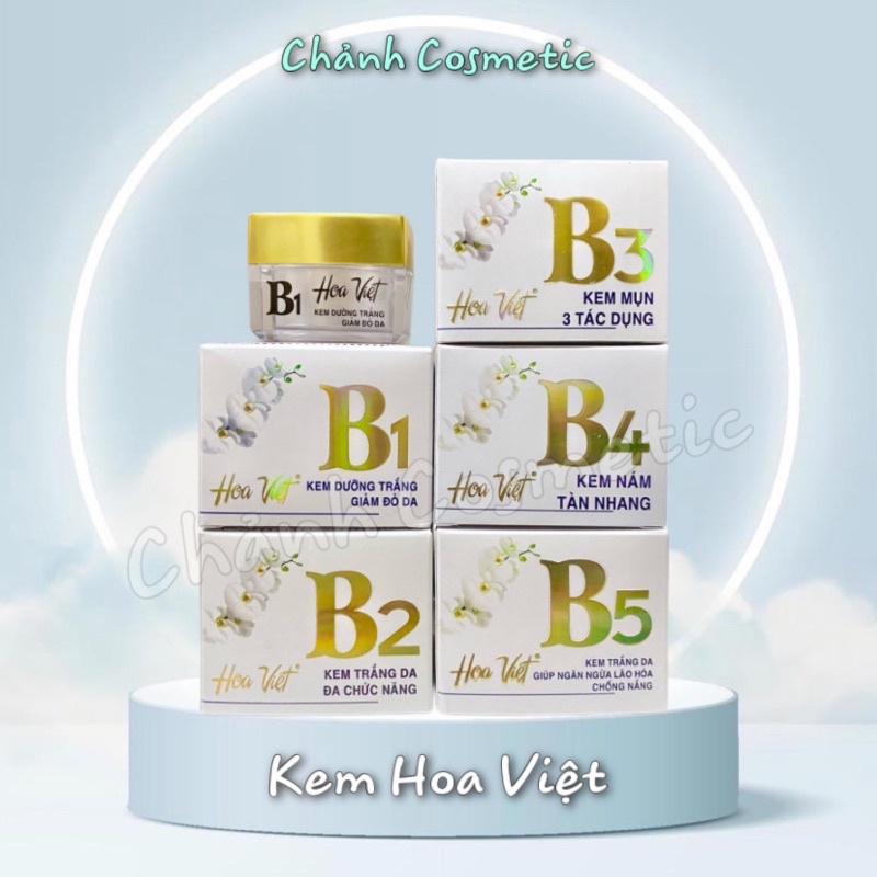 Kem Hoa Việt B1 B2 B3 B4 B5 Đa Chức Năng, Ngừa Mụn, Nám, Tàn Nhang, Dưỡng Trắng 10g