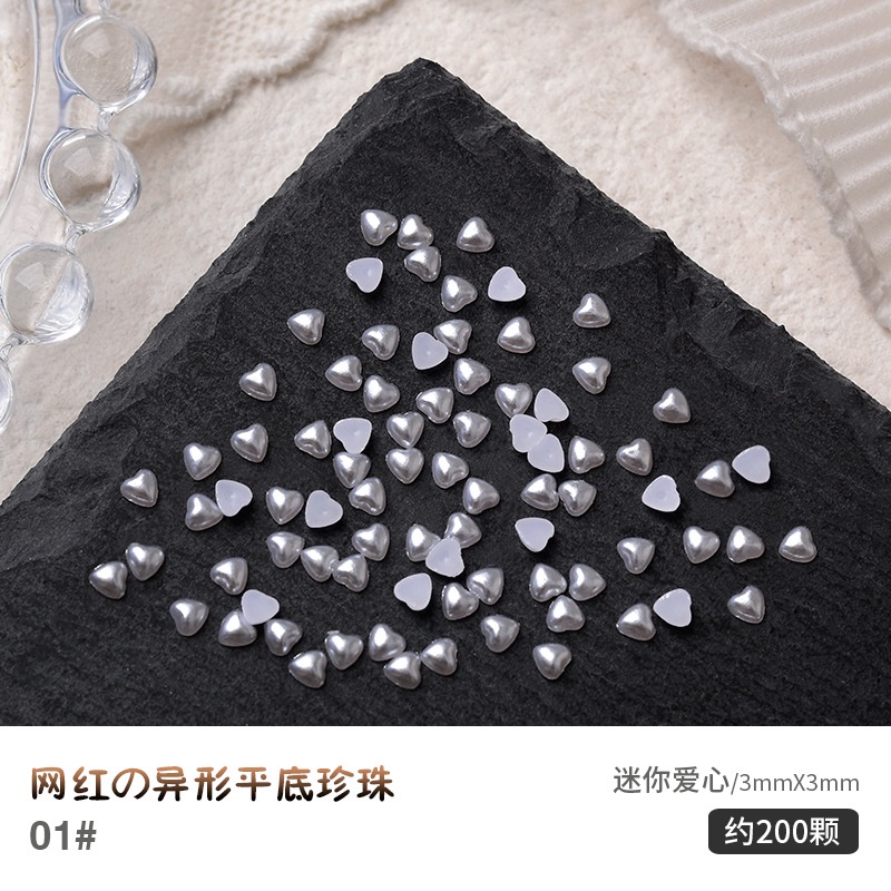 Set 200 Phụ Kiện Trang Trí Móng Tay Hình Trăng Sao Màu Trắng Đính Ngọc Trai