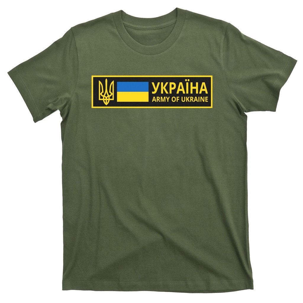Áo Thun Cotton Tay Ngắn Cổ Tròn In Logo Quân Đội Ukraine Thời Trang Mùa Hè Cho Nam
