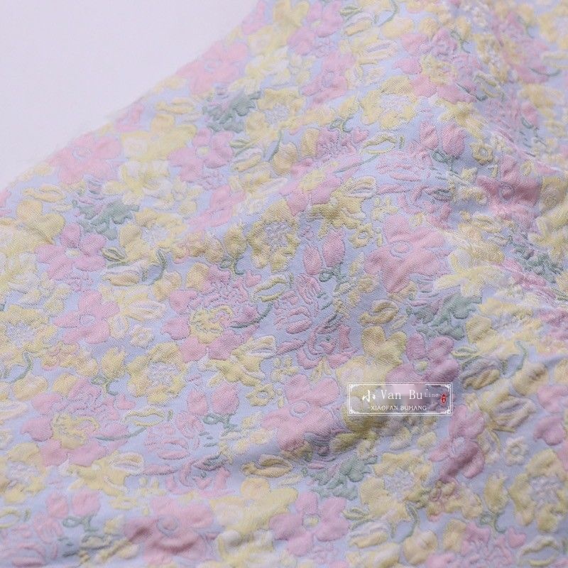 Vải Sợi jacquard Màu Hồng 0.5m * 1m May Sườn Xám