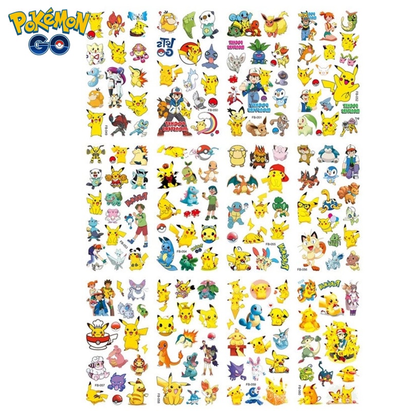 Bộ 5 / 10 Hình Xăm Dán Chống Nước Hình Pikachu Hoạt Hình Vui Nhộn