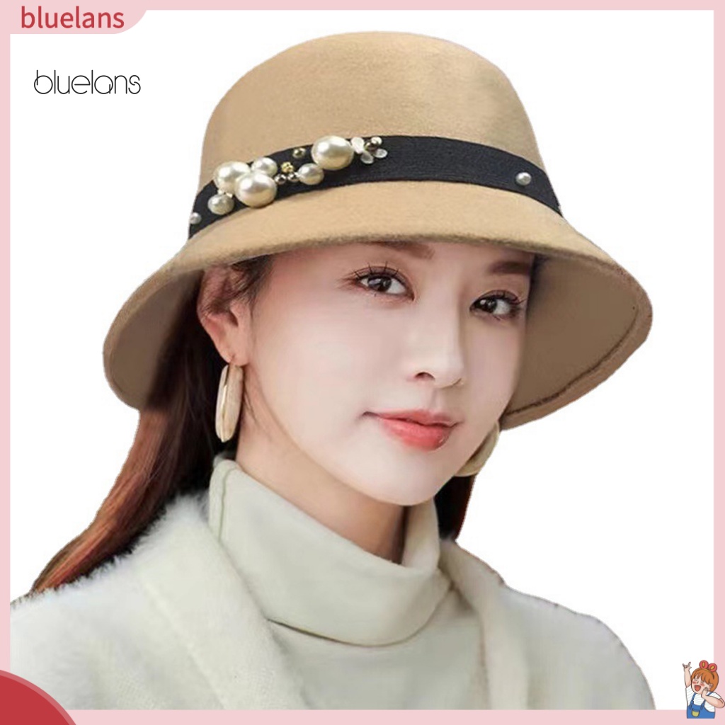 Mũ Vành Tròn Đính Ngọc Trai Giả Phong Cách Anh Quốc Cổ Điển Thời Trang Cho Nữ