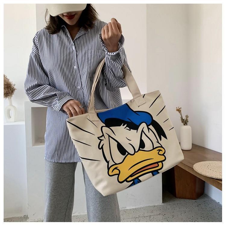 Túi Tote Đeo Vai / Xách Tay Bằng Vải Bạt Sức Chứa Lớn In Họa Tiết Hoạt Hình Mickey / Vịt Donald Thời Trang 20