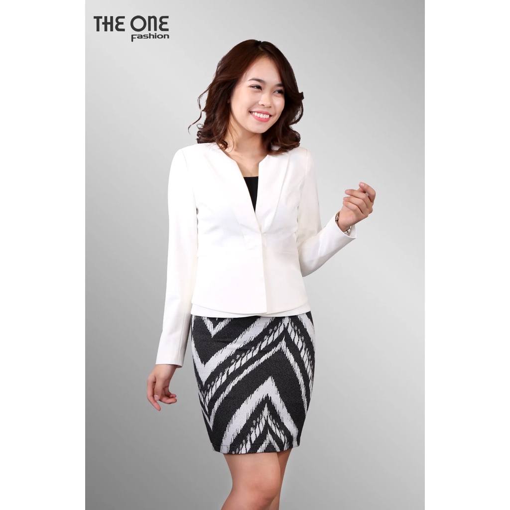 Áo vest 2 lớp tay dài xước trắng không cổ cài móc The One Fashion ADH113TR