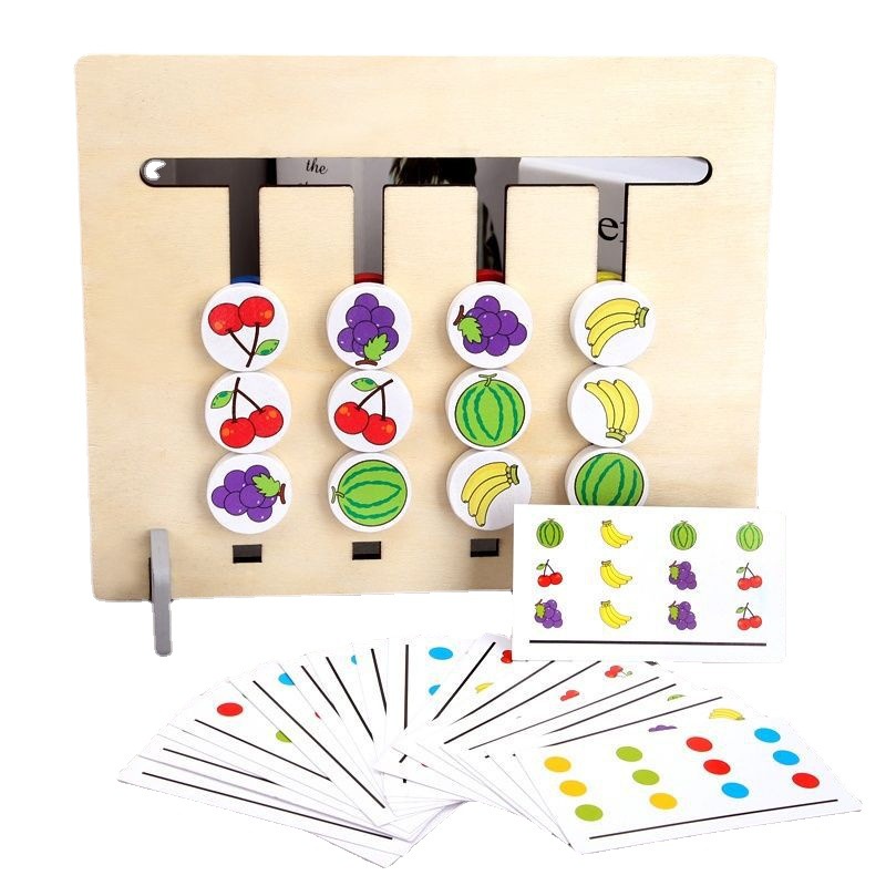 Đồ chơi bộ game toán học tư duy logic 4 màu theo thẻ bằng gỗ cho bé - Bộ trò chơi Montessori Four Color Game