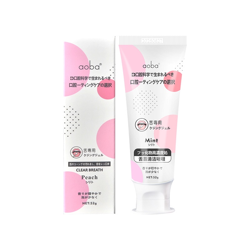 Gel vệ sinh lưỡi Aoba Nhật Bản, vệ sinh lưỡi sạch mảng bám, hơi thở hơm mát với hương bạc hà và hương đào tuýp 52g