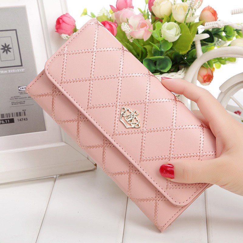 Ví dài nữ cầm tay đính charm vương miện cao cấp kiểu dáng sang trọng phong cách Hàn Quốc Minh Thảo Bags VD15