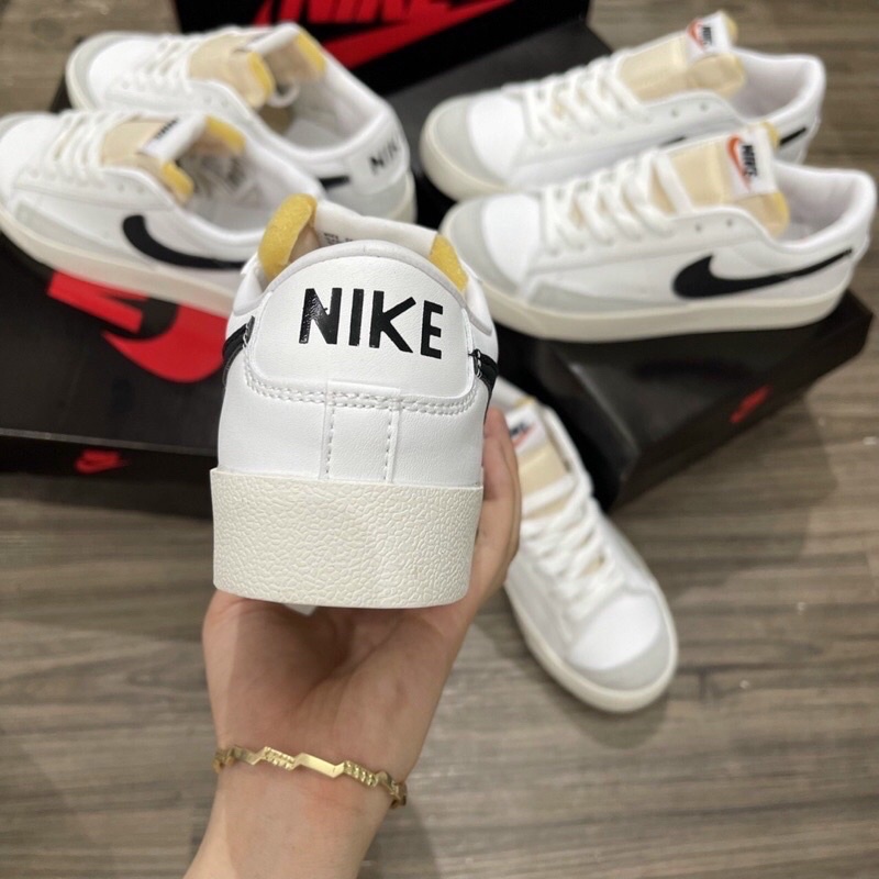 Giày blazer low mid 77  vitage white black , Sneaker nam nữ trắng thấp cổ Full box