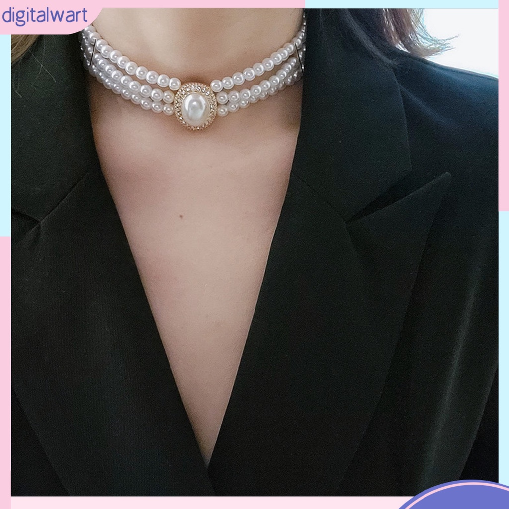 [DIWA] Vòng Cổ Choker Đính Kim Cương Giả Ngọc Trai Giả Thanh Lịch Có Thể Điều Chỉnh Cho Nữ
