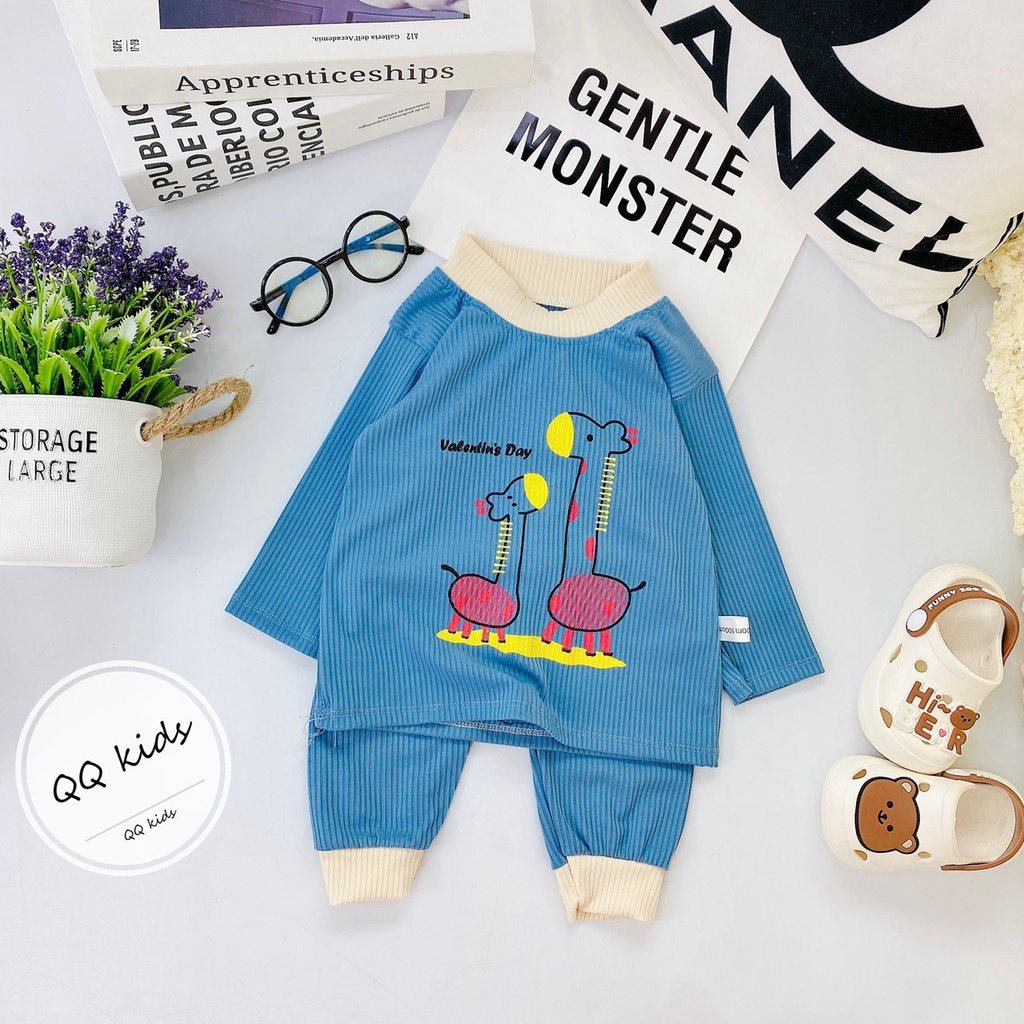 Bộ len tăm cho bé, bộ tăm lạnh dài tay thu đông cho bé trai bé gái đi học