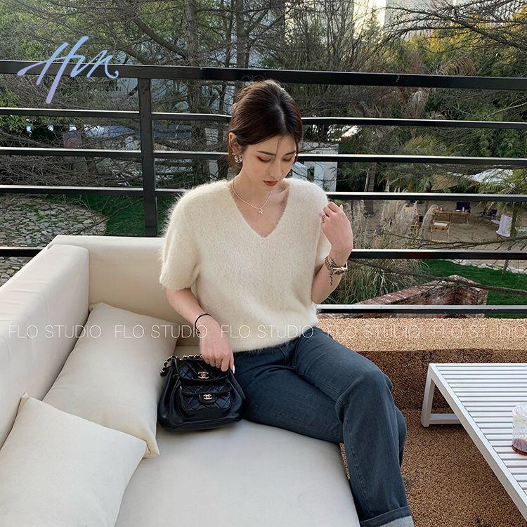 Áo Sweater Dệt Kim Cổ Chữ V Dáng Rộng Phong Cách Hàn Quốc Thời Trang Thu Đông Hhjdxd22