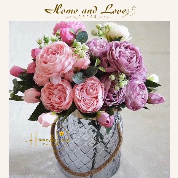 ⚡XẢ KHO - NHIỀU LOẠI⚡ Bó Hoa Hồng Lụa, Bó Hồng Trà, Cành Mẫu Đơn Lớn, Hoa Cẩm Tú Cầu hoa cô dâu, phòng khách