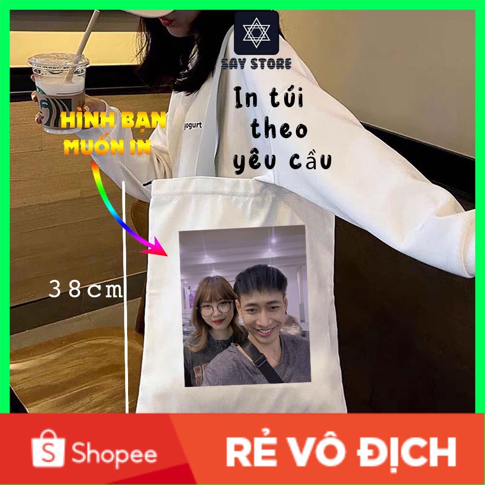 Túi tote vải in theo yêu cầu kích thước 32x38cm