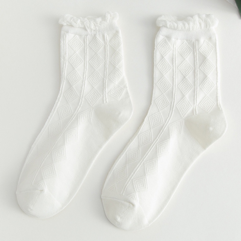 Tất Cao Cổ, Vớ Cao Cổ Nữ Màu Trắng Chất Liệu Vải Cotton Co Giãn Phong Cách Hàn Quốc