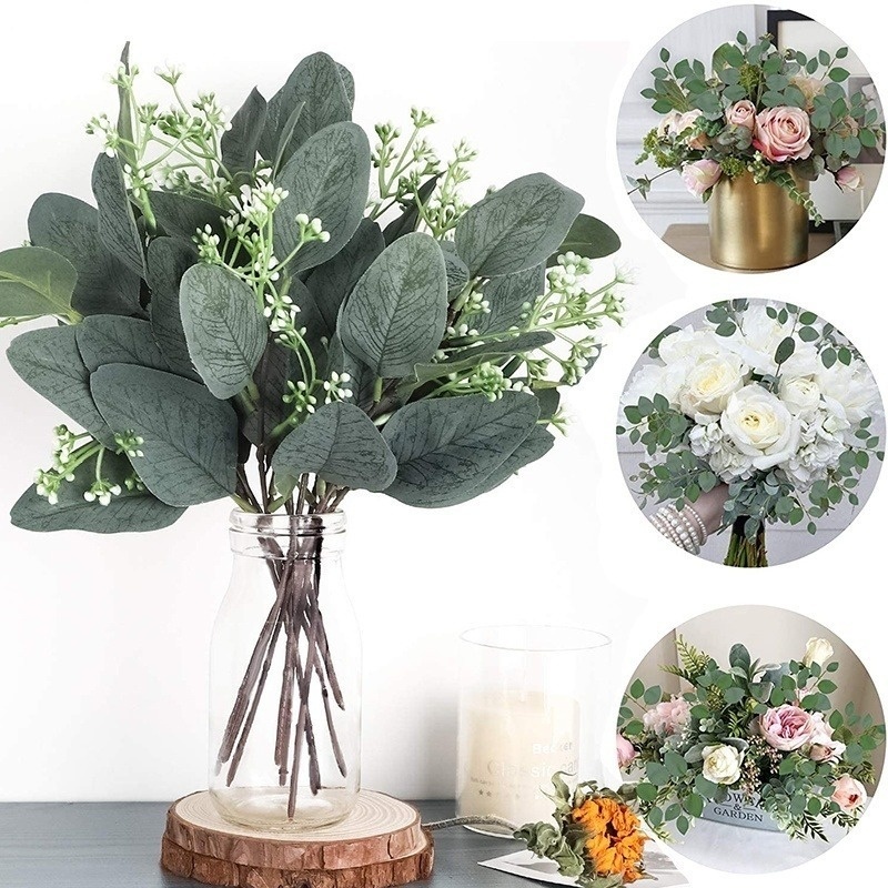 1 Chùm 7 Lá Bạch Đàn Nhân Tạo Bằng Lụa Trang Trí Nhà Cửa / Tiệc Cưới